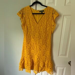 Lauren Ralph Lauren Women’s 10 Yellow Lace Shift Dress